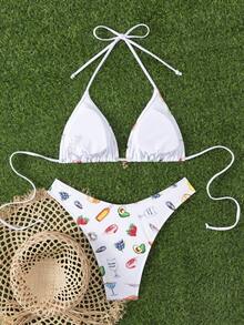 全新全印花比基尼套装，度假和夏日海滩的理想选择 - 白色 - 查看 7