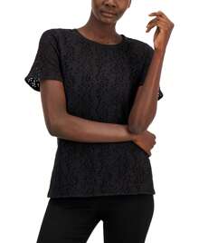 ALFANI Alfani Lace Overlay Top