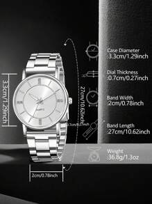 6 件/套，女士手表，时尚，银色钢表带石英表，带项链、手链、耳环、戒指、手表手链套装，适合日常佩戴，礼物 - 銀色 - 查看 4