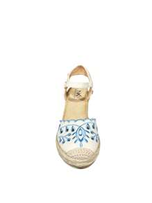 Sandales espadrilles pour femmes, espadrilles avec bride de cheville, sandales plates pour femmes, semelle en esparto - Bleu azur - Voir 6