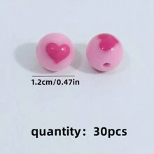12mm 30pcs Colorful Heart Shaped Acrylic Ball Bracelet Necklace Phone Chain DIY Jewelry Accessories Material Gift Girl Valentines
