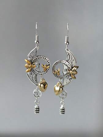 1 Pair Handmade Steampunk Bumblebee Earrings - Bohemian Style, Fashion Dangle Earrings Suitable For Parties, Vacations, Daily Decoration - Jewelry Fit For All Seasons