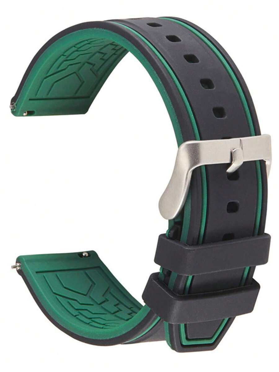 1pc Men Silicone Sports Leisure Style Watch Band Quick Release Sport Strap 20mm 22mm 24mm Watch Strap Watch Replacement Watchband,Breathable Exercise Wristband Accessories,Great Gift For Christmas,Birthday,Back To School Gifts,Suitable For Outdoor Activities,Daily Wear,Travel,Workout Essentials