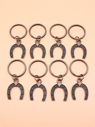 Set de 8 piezas de 23x18mm Encantos de herradura de caballo, colgante, llavero de alambre redondo de 20mm de diámetro exterior sin cadena, accesorios para bolso, accesorios para automóvil, accesorios escolares, ideas de regalo de Navidad, accesorios para bolso, cordones con portaidentificación, accesorios para automóvil, encantos para bolso, accesorios para automóvil, maestro, amigo, hermana