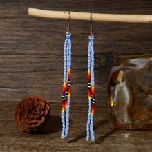 Handmade Bohemian Style Tassel Earrings With Colorful Bead Strings, Perfect Gift For Couples, Friends, Birthdays And Valentine's Day, Earrings Suitable For Everyday Wear,Mom,Mother,Mother's Day,Gift