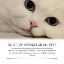 Crema antirugine per animali domestici, rinfrescante e riparativa per irritazioni cutanee di cani e gatti, crema nutriente a base di erbe per sollievo dal prurito. Ingredienti: olio di albero del tè, lithospermum, menta piperita, aloe vera, sophora