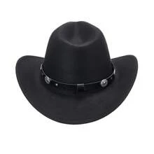 Cowgirl Hats For Women Men Retro Classic Cowgirl Hats Wide Brim Sun Hats With Leather Band - màu đen - Xem 5
