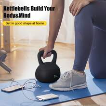 DlandHome Soft Kettlebells,Iron Sand Filled Weights Strength Training Kettlebells,Shock-Proof Weights And Wide-Grip Handle,Fitness Soft Kettlebells For Women Men,Home Gym Kettlebells, Black - 黑色的 - 查看 5