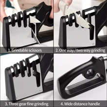 NetHong 4-In-1 Sharpener Professional Scissors Knife Adjustable NonSlip Kitchen Tool - Black - View 10