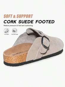 Men's Clogs With Arch Support Adjustable Strap Buckle Suede Round Toe Clogs Size 7-14