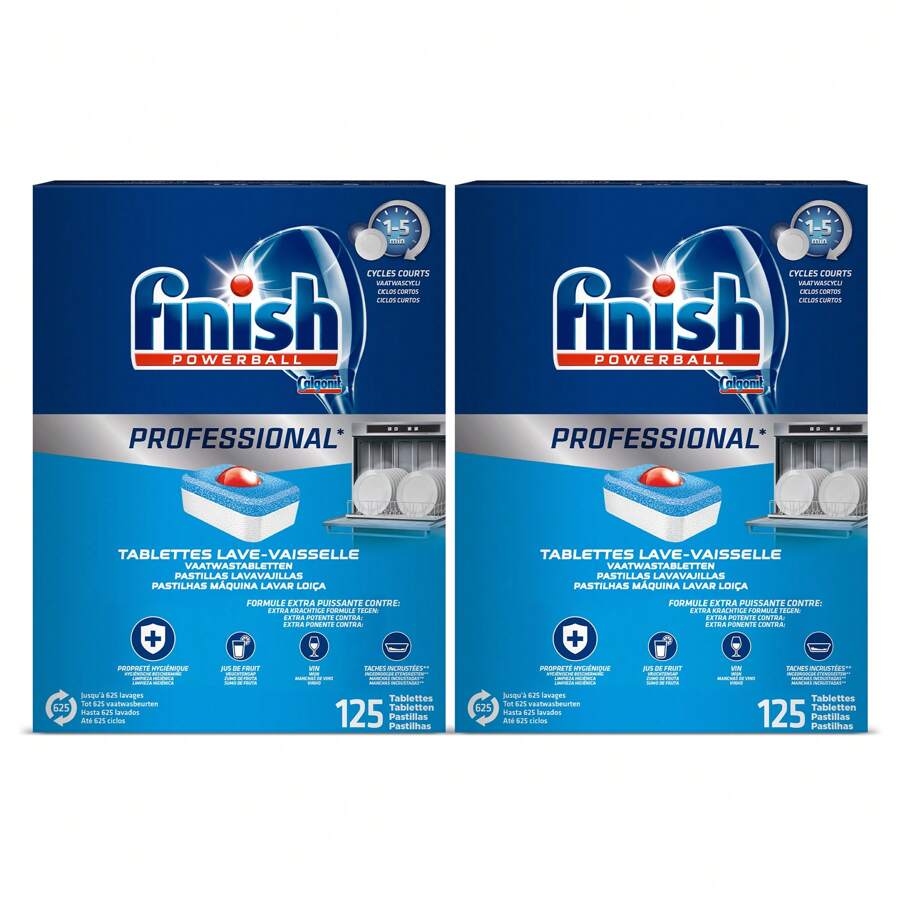 Finish Powerball PROFESSIONAL Pastillas Lavavajillas, Acción Prelavado, Desincrusta y Elimina Restos y Suciedad ENTREGA EN 24/48 HORAS - 250 pastillas (2x125) - Ver 1