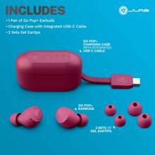 JLab Go Pop+ True Wireless Bluetooth Earbuds + USB Charging Case, Dual Connect, IPX4 Sweat Resistance, Bluetooth 5.1 Connection, 3 EQ Sound Settings Signature, Balanced, Bass Boost - Dark Pink+ - View 7