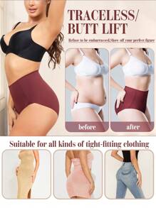 4-Pack Multi Color Women Tummy Control Underwear High Waisted Seamless Panties No Show Postpartum Briefs S-XXL - 彩色 - 查看 4