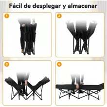 Catre Plegable Acampar Campismo Con Colchón Tamaño: 80cm*190cm Catre Plegable Acampar Campismo Con Colchón - Negro - Ver 3