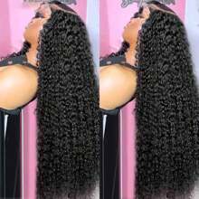 Uveous 42 Inch Kinky Curly Lace Front Wigs Human Hair 13x4 Curly Wig Human Hair 200% Density Wet And Wavy Lace Front Wigs Human Hair Pre Plucked Wig Jerry Curly For Women With Baby Hair - Natural Black - 查看 5