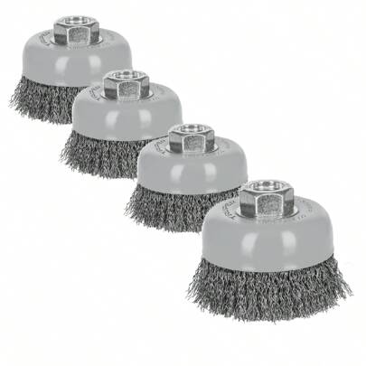  KIT 4 PZ-Carda copa 3' alambre ondulado, Multi-rosca, Truper