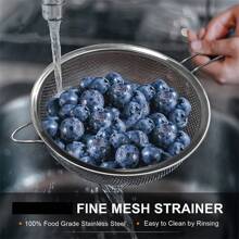 1pc Large Fine Mesh Strainer, Kitchen Metal Food Strainers With Sturdy Handle, Stainless Steel 30 Mesh Sieve Sifters For Rice, Quinoa, Pasta, Fruits, - Silver - View 5