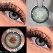 FUNSACHY 绿色新款隐形眼镜 2 副装 高品质彩色隐形眼镜 年度使用隐形眼镜 棕色/灰色彩色隐形眼镜 14.5 毫米 万圣节服装角色扮演