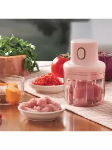 1Pc Electric Garlic Pounder Family Outdoor Party Mixer Three-Blade Mixing Is Safe, Stable And Fast Convenient And Quick To Clean, Easy To Carry Outdoor Appliances, Takes Up Little Space Suitable For Mixing Garlic, Peppers, Vegetables, Etc.