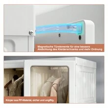 Comanlai Portable Bedroom Closet, Foldable Multifunctional Wardrobe With Magnetic Transparent Doors, Closet Storage Organizer, White