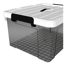 Cetomo, 35L, Pack Of 3, Storage Box With Lid, Storage Boxes, With Clips, Stackable, Living Room, Bedroom. Locking Clips, New Material Plastic Box Transparent Black - 透明黑 - 查看 3