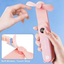 sweetfull 1500mAh wiederaufladbarer Mini-Handventilator, tragbarer Mini-Handventilator mit USB-Aufladung, LED-Anzeige und integriertem Blitzlicht, 2-in-1 faltbarer Persönlicher Ventilator, kompakte Hosentaschengröße für Reise und Outdoor, 1500mAh Lithium-Akku, einfache Knopfsteuerung