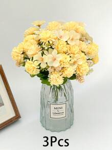 1/3Pcs Yellow Artificial Flowers,Fake Flowers,For Home Decoration,Decorative Faux Flowers,Fake Plants,Desk,Room Decoration Stuff,Wedding Bouquet Decor,Vase Decoration,Summer Decoration.