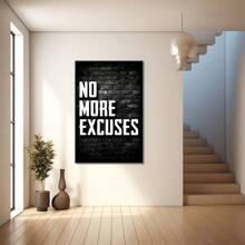No More Excuses On Brick Wall Large Wooden Framed Wall Art Home Decor Canvas Painting- For Bedroom, Bathroom, Living Room, Office, Kitchen, Holiday Gift- 1pc - 彩色 - 查看 4