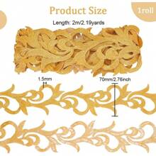 MAGICALCUTDIE 2.2Yard Iron On Metallic Lace Trim 70mm Wide Golden Cloud Shape Embroidery Ribbons Hollowed Gold Metallic Lace Ribbon For Sewing Hollow Gold Metallic Trim For Clothes Decoration
