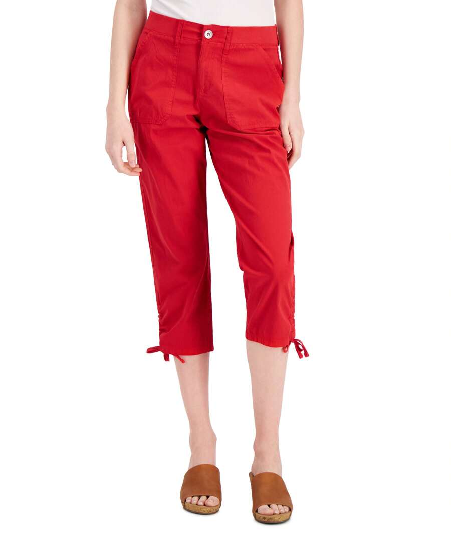 Pantalones capri con dobladillo anudado marca Style & Co - Carmesí - Ver 1