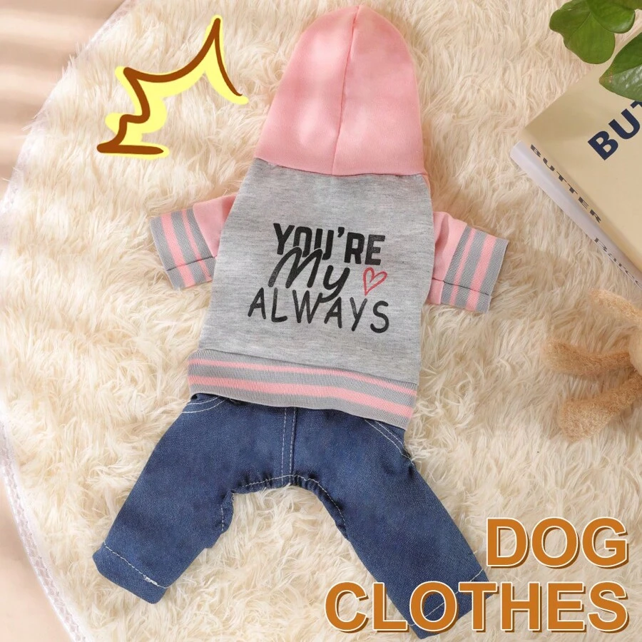 1 件薄款连帽狗狗衣服，适合贵宾犬、泰迪犬、比熊犬、小型犬，时尚宠物服装，带帽 - 淺灰色 - 查看 1