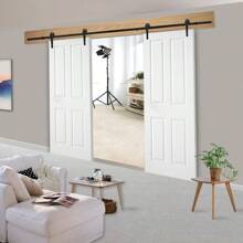 12FT Double Sliding Barn Door Hardware Kit With Rollers 36"-40" Wide Door Panel - 1 - View 4