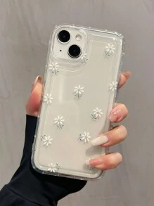 Flower 1pc Air Cushion White Daisy Design Shockproof TPU Phone Case Compatible With Iphone 16,15,14,13,12,11 Pro Max, Series