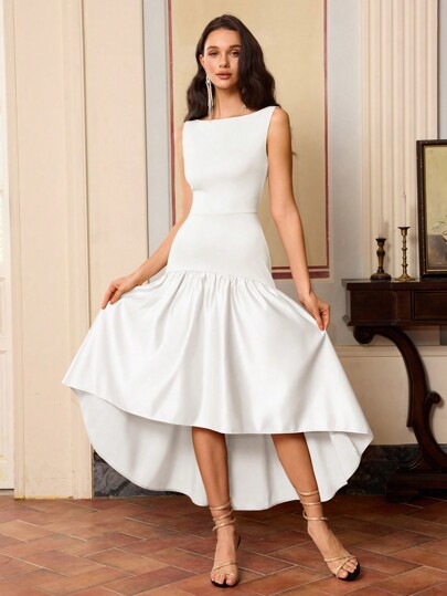 Fashionable Versatile Date Party Sleeveless Waist Flare Long Casual Dress For Spring Break, Vacation Outfits Women, Wedding Guest Dress, For Cocktail