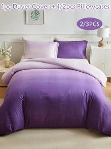 Juego de funda nórdica de 2/3 piezas de poliéster con degradado morado, set de ropa de cama moderno y de moda adecuado para todas las estaciones (1 funda nórdica + 1/2 fundas de almohada)