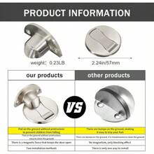 Floor Mount Magnet Door Stopper - Invisible Magnetic Door Stop, Magnets Door Stops Wall Prop Hold Open Doorstop, With 3M Adhesive No Drilling, For Home Office Bedroom Door Stop (Silver, 2pcs)