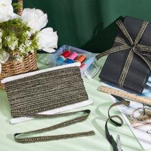 MAGICALCUTDIE 13.5M Metallic Sewing Lace Ribbon 1/2 Inch Wide Metallic Sequins Lace Ribbon Trim Black Lace Trim With Metallic Edge For Sewing Decoration, Crafts, Garments Accessories - Olive Green - View 4