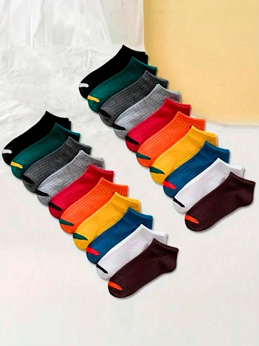 10 Pairs Kids & Youth College Style Athletic Socks, Colorful Short Ankle Socks - Multicolor - View 1