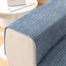 Soft Chenille Sofa Couch Cover Mat Striped Weave Textured Sectional Slipcovers With Non-Slip Back Anti Scratch Pet Couch Protector Sofa Armrest Cover Backrest Cover Seat Cover Machine Washable 1 Piece For Living Room Home Decoration - Màu xanh lam - Xem 9