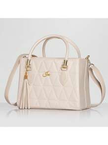 Traditional Lorena Women's Bag With Hand Strap And Crossbody - Beige - View 1