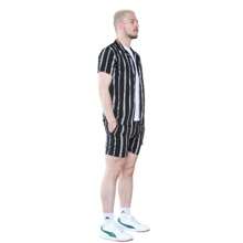 Men's Black Striped Shirt And Shorts Set – Casual Summer Co-Ord Outfit - Multicolor - View 5