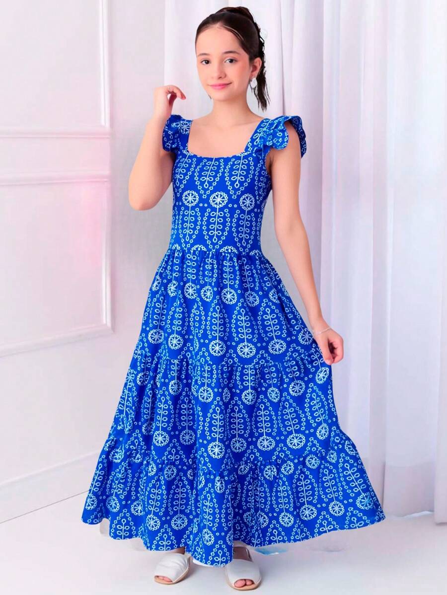 TRES MARIAS PRINTED YOUTH DRESS - SIZE 8 TO 16 - Màu xanh Cadet - Xem 1