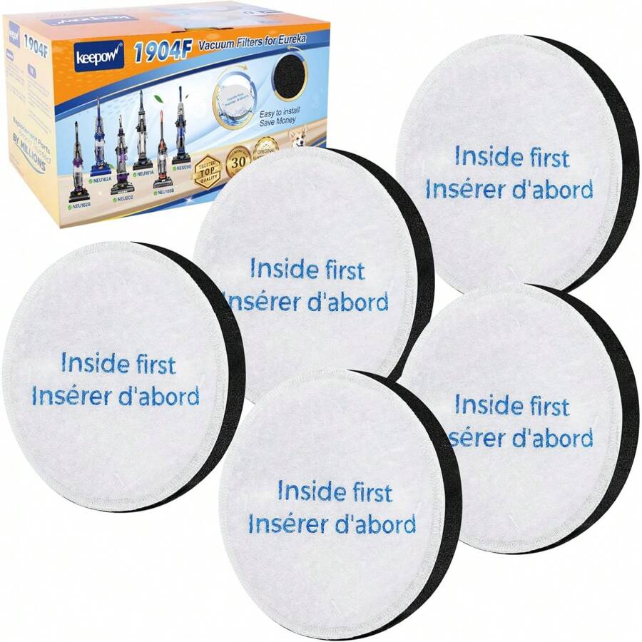 E0202 Foam Filter Replacement, Vacuum Filters Compatible With Eureka Powerspeed NEU180 NEU180C NEU182A NEU182B NEU12CT NEU186 NEU188 NEU188A NEU190 NEU192A, 5 Pack - 5 件裝 - 查看 1