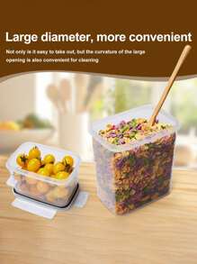 15pcs Portable Transparent Grain Storage Container, Rice Bucket, Moisture-Proof And Insect-Proof Sealed Storage Box For Rice, Grain, Grain, Flour, Airtight Rice Dispenser,Local Warehouse,Storage Containers - Black and White - View 8