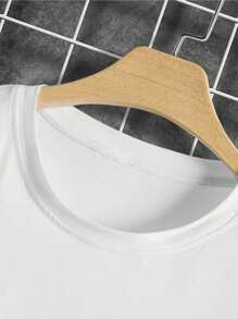 Basic Cotton Short Sleeve Casual T-Shirt With Print, Men's Plain Basic Cotton Short Sleeve Summer T-Shirt Black/White, Men's Round Neck Short Sleeve Basic T-Shirt With Print - 白色 - 查看 5