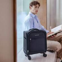 Verage 座椅下可携带登机行李箱，带万向轮，小巧轻便的软壳旅行箱，适用于航空公司、男女飞行员和机组人员。这款行李箱可拉杆携带，是旅行必备品，经久耐用，适合男女度假、商务出行，大容量设计，是旅行必备品，也是旅行配件、旅行收纳整理的理想之选。 - 黑色 - 查看 2