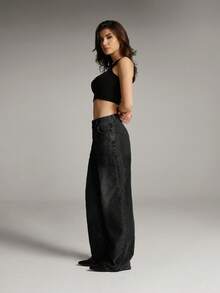 Women's Premium Distressed Denim Jeans Pants, Spring Summer Fashion - Black - View 6