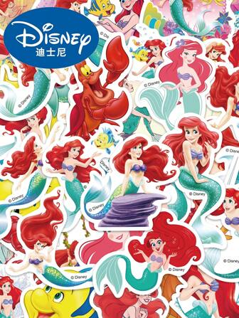 Disney 50 autocollants de princesses sirènes Disney pour décorer les ordinateurs portables, les bagages, les réfrigérateurs, les coques de téléphones mobiles, les tablettes, les agendas, les matériaux de paume, etc.