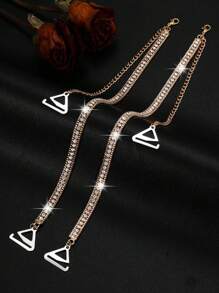 2pcs/Pair Adjustable Rhinestone Bra Straps Anti-Slip Metal Shoulder Straps Bra Accessories For Women Wedding Bikini Dress Bra Straps For Rave - Multicolor - View 8