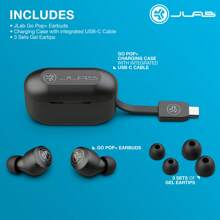 JLab Go Pop+ True Wireless Bluetooth Earbuds + USB Charging Case, Dual Connect, IPX4 Sweat Resistance, Bluetooth 5.1 Connection, 3 EQ Sound Settings Signature, Balanced, Bass Boost - 黑色+ - 查看 8
